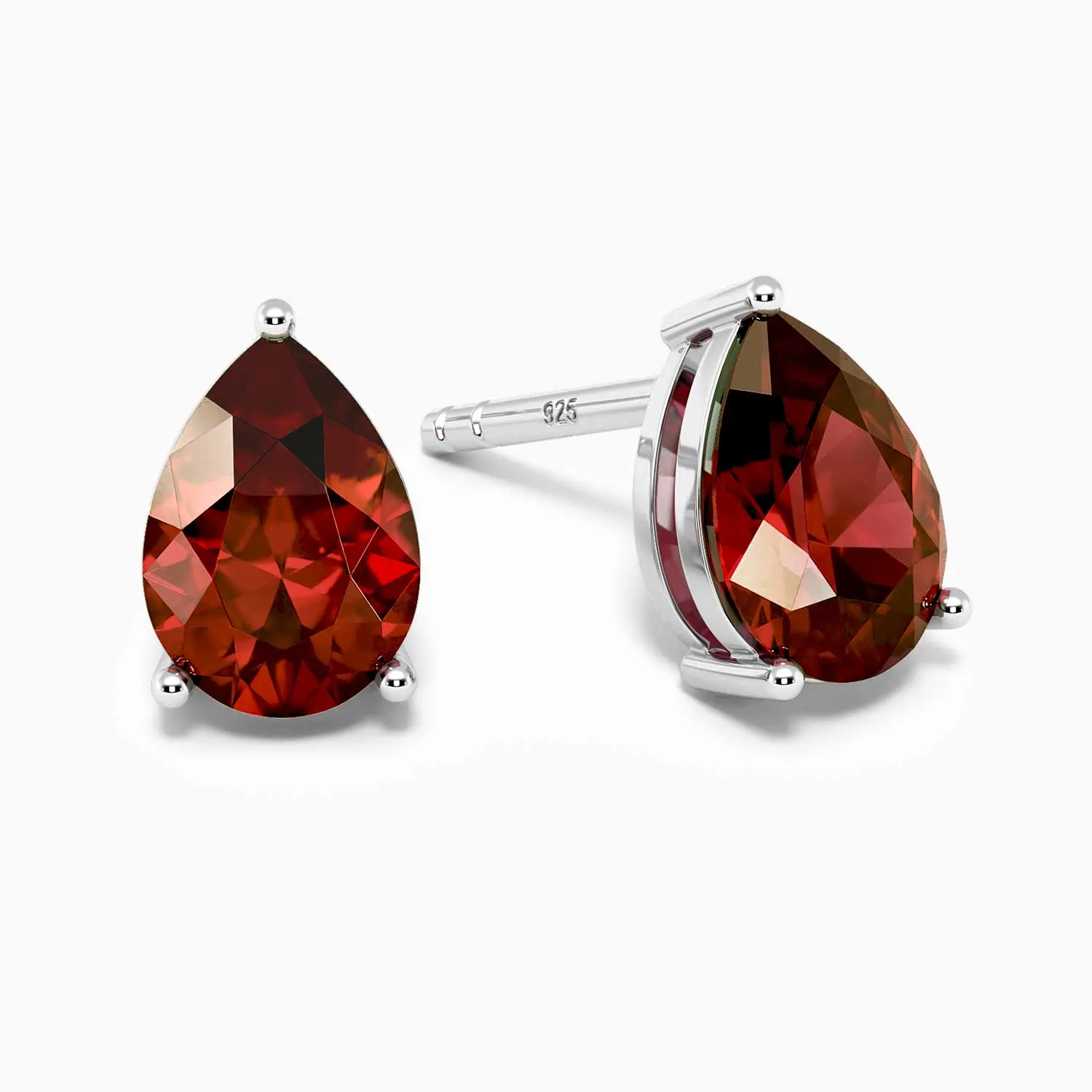 Garnet Pear Cut Stud Earrings in Sterling Silver - Irosk Australia ®