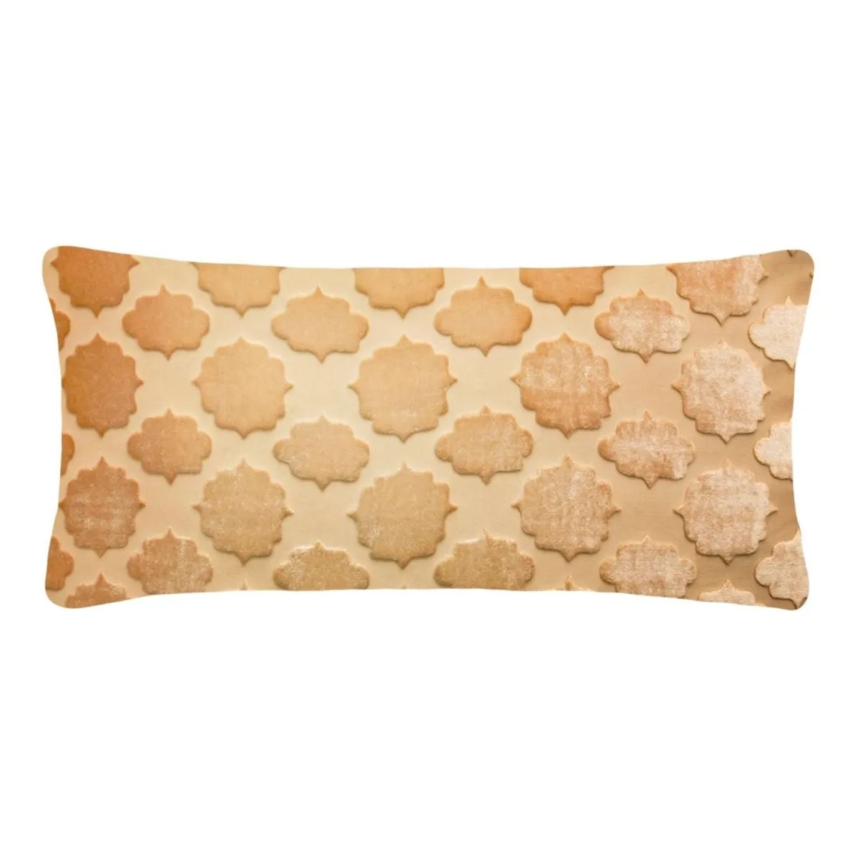 Gold Beige Mod Fretwork Velvet Pillow by Kevin O'Brien Studio