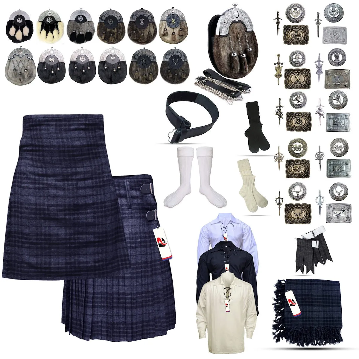 Grey Watch Tartan Kilt Outfit - Scottish Tradition and Style