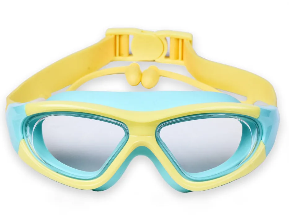 HD Children's Swimming Goggles Boys and Girls Non-Fogging Swimming Glasses Large Frame Goggles Comfortable Silicone One-Piece Earplugs