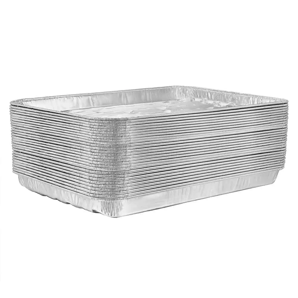 Heavy Duty Aluminum Foil Large Broiler Pan L 13” x W 9” x D 1 1/4” [200 Count]