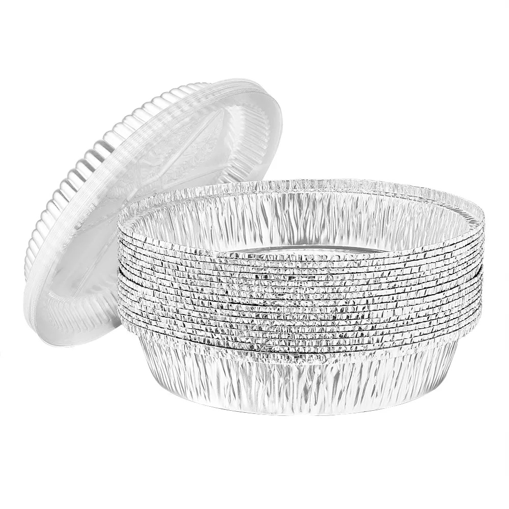 Heavy Duty Aluminum Foil Round Pan With Dome Lid 7.5" L X 7.5" W X 3.5" D [360 Count]