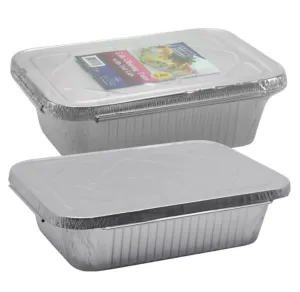 Heavy-Duty Reusable Eco-Friendly Aluminum Foil 5lb Oblong Pan with Aluminum Lid