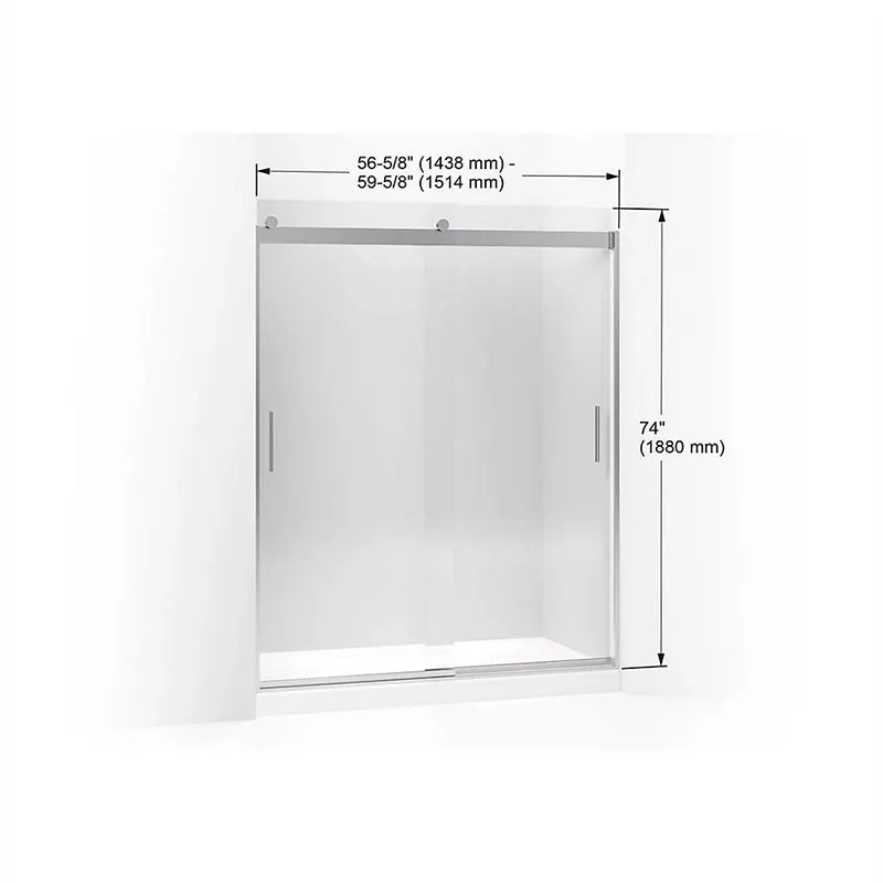 Levity 74" Clear Glass Sliding Shower Door in Anodized Brushed Bronze with 0.25" Thick Glass