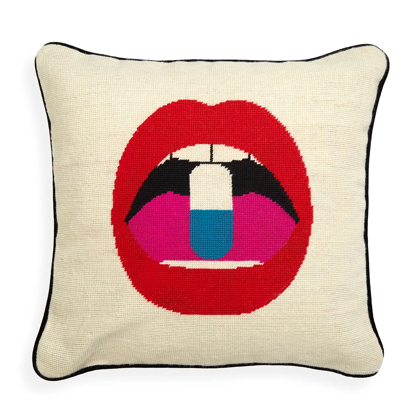 Lips Full Dose Needlepoint Cushion