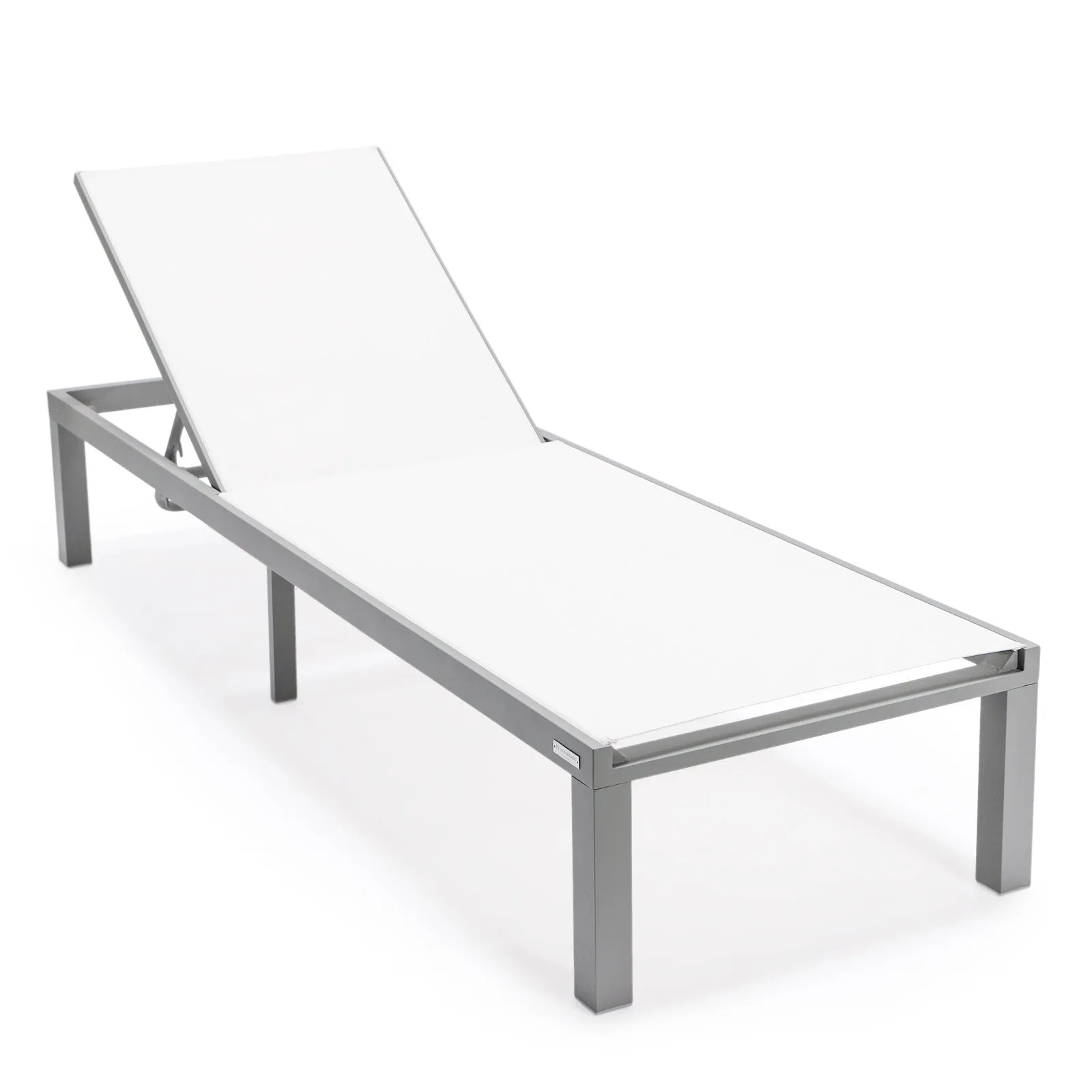 Marlin Patio Chaise Lounge Chair with Grey Aluminum Frame, Set of 2