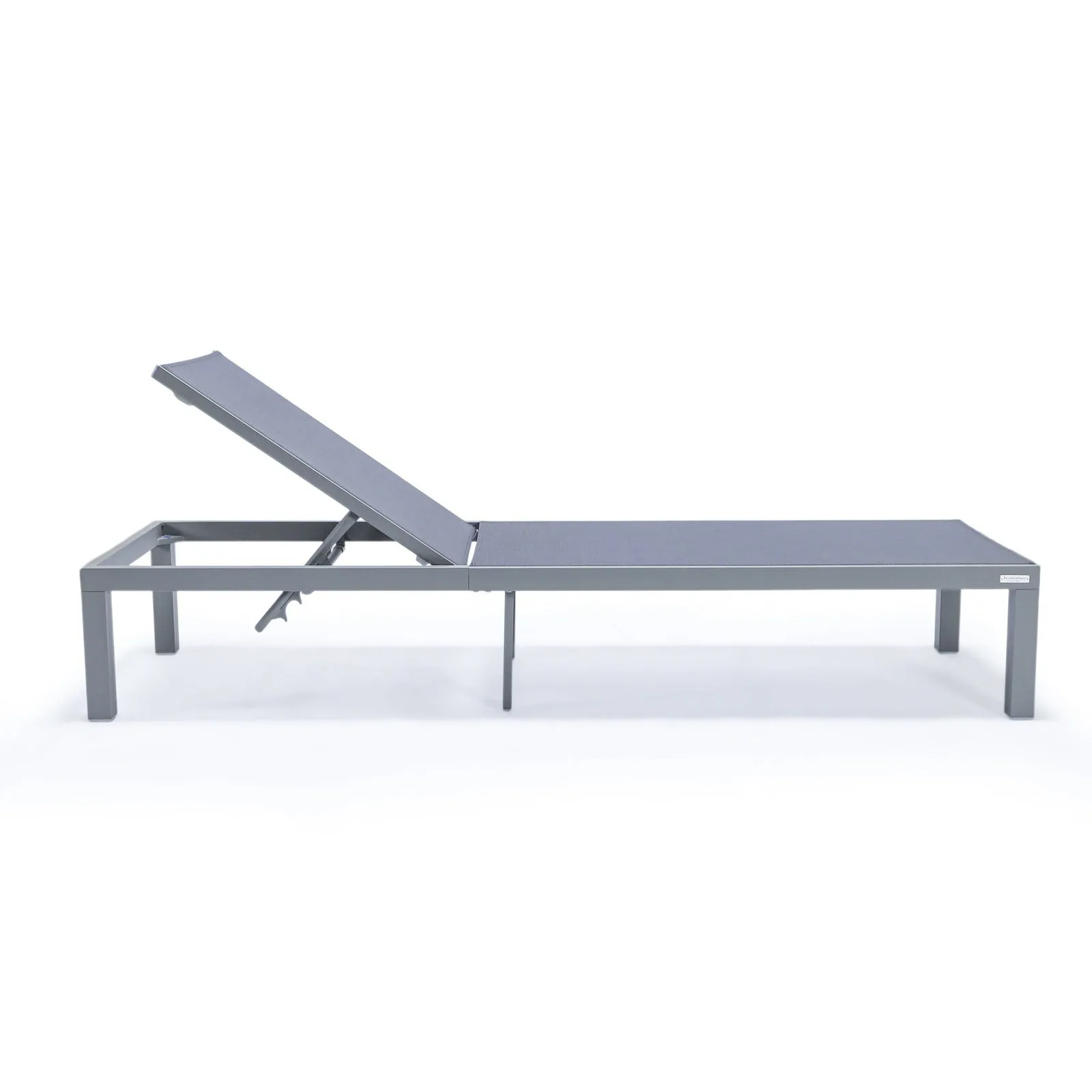 Marlin Patio Chaise Lounge Chair with Grey Aluminum Frame, Set of 2