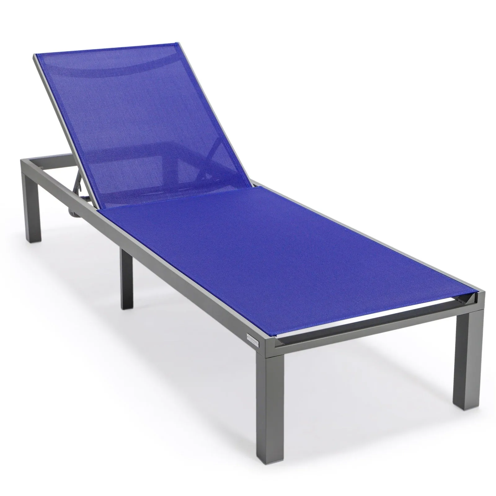 Marlin Patio Chaise Lounge Chair with Grey Aluminum Frame, Set of 2