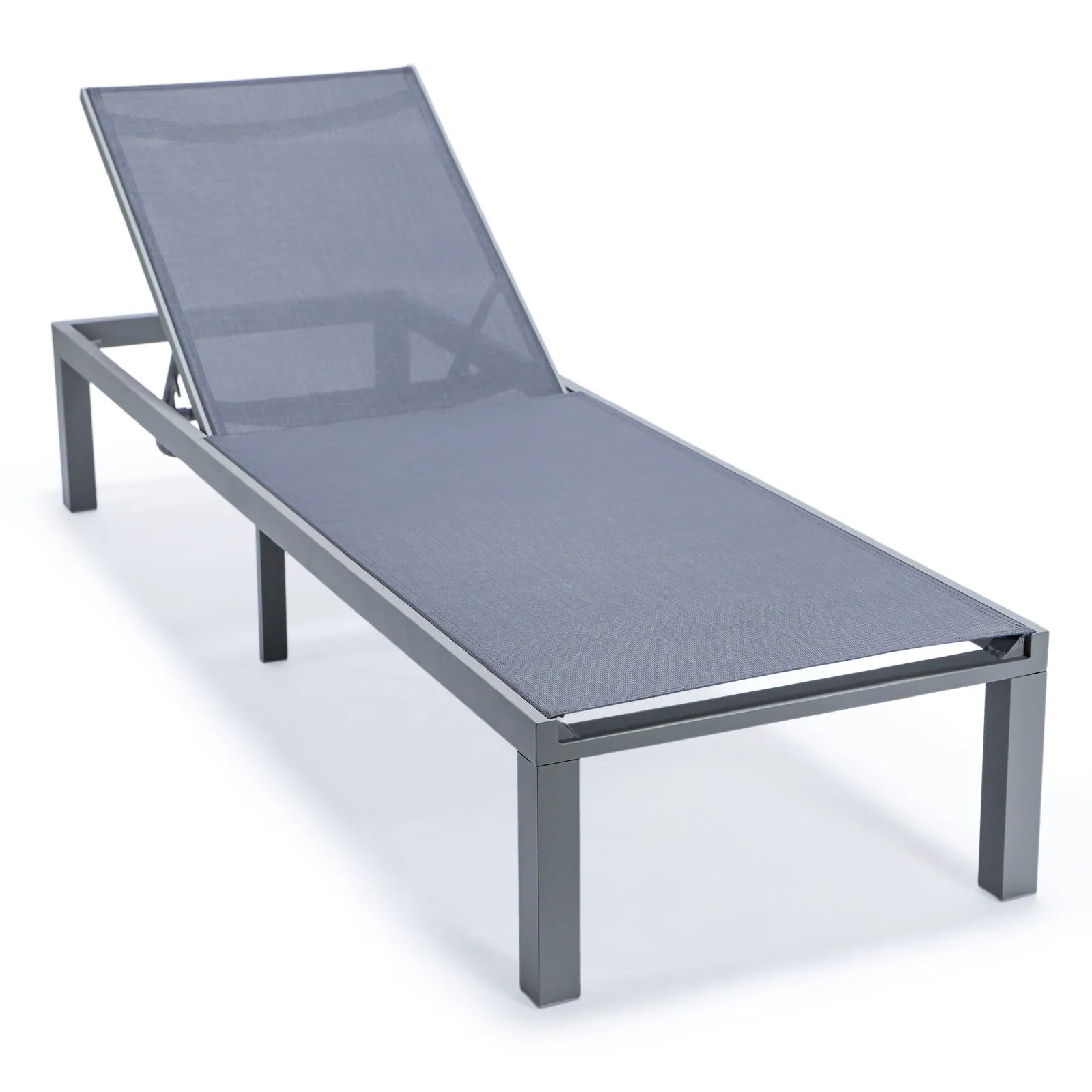 Marlin Patio Chaise Lounge Chair with Grey Aluminum Frame, Set of 2