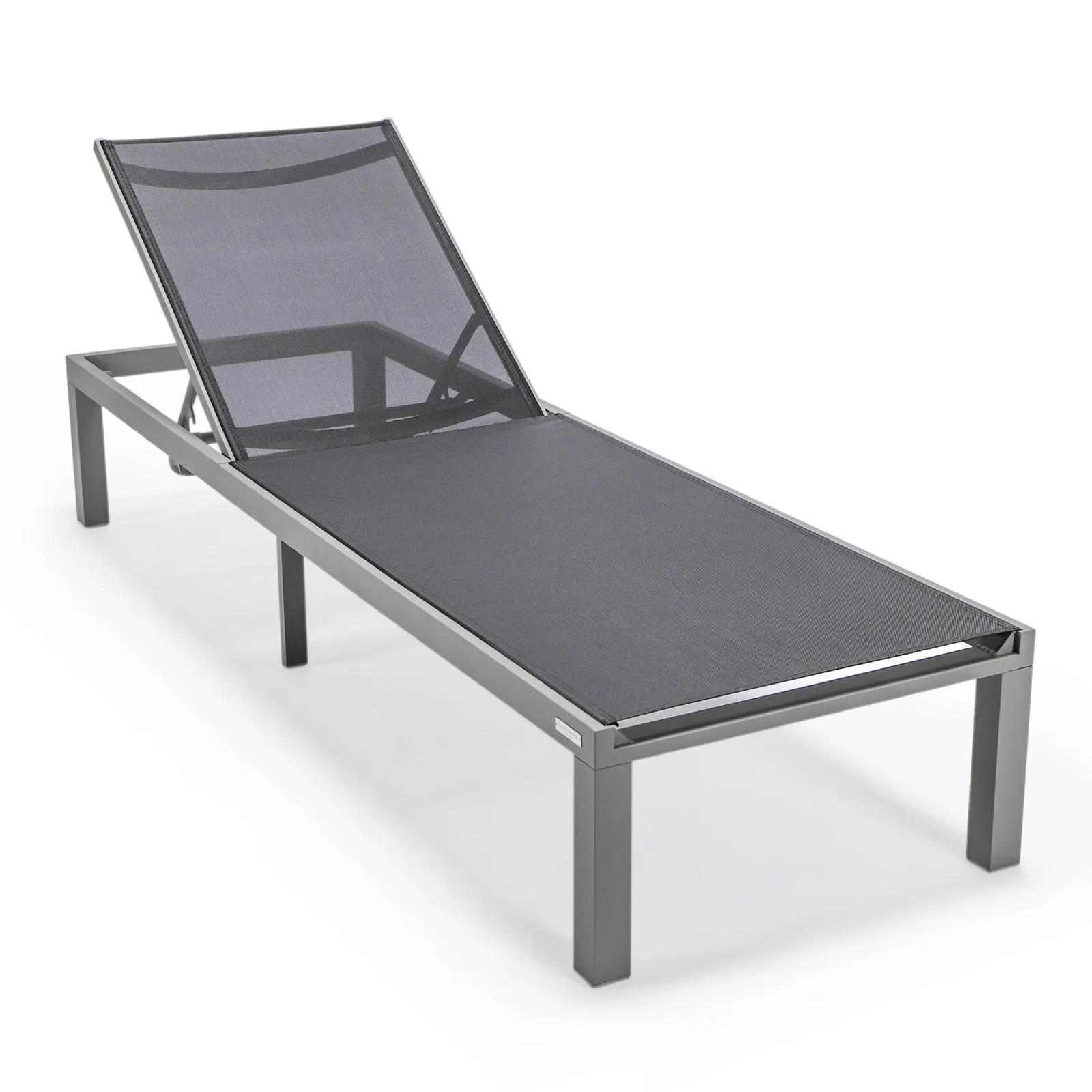 Marlin Patio Chaise Lounge Chair with Grey Aluminum Frame, Set of 2