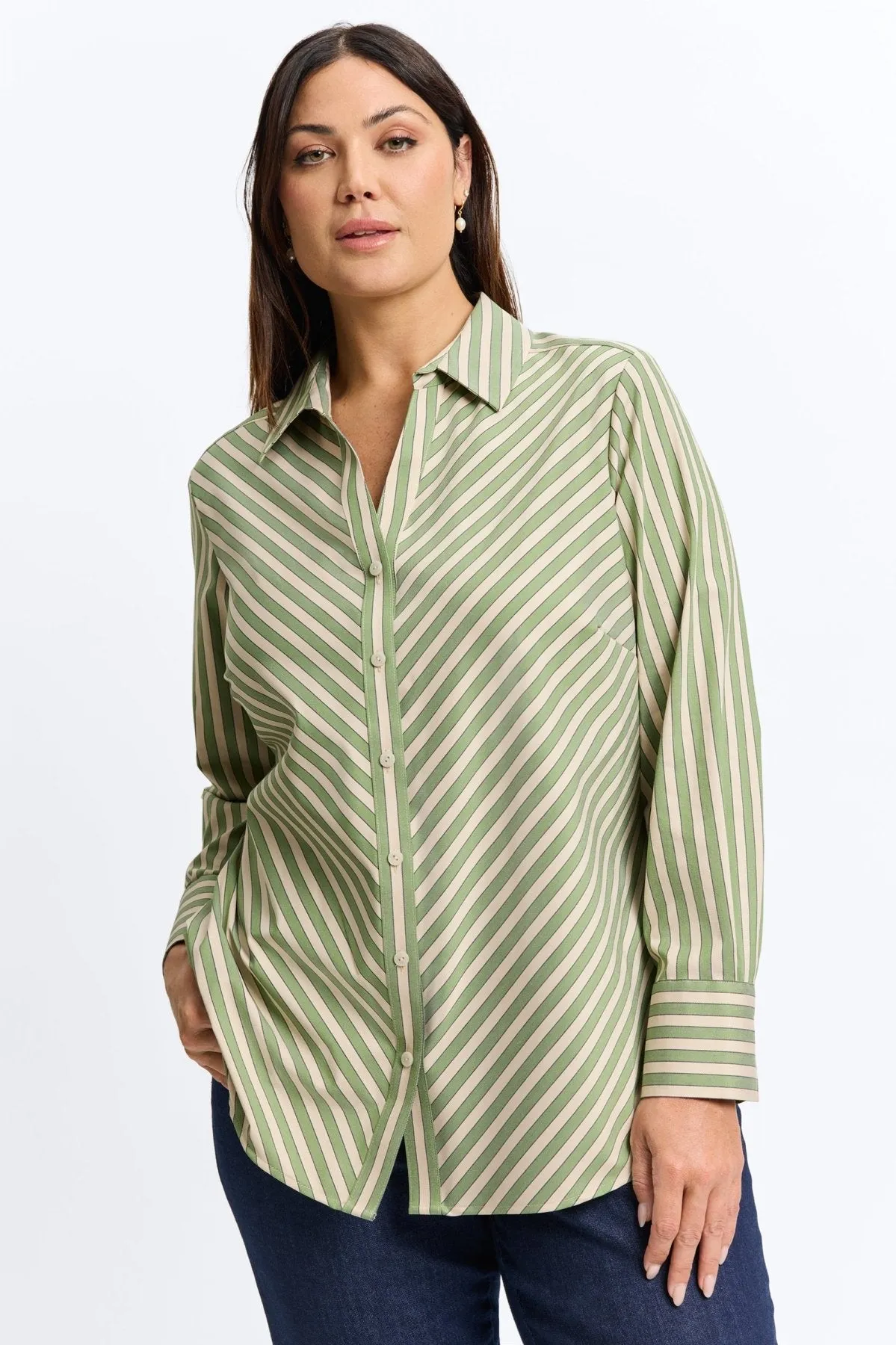 Mary Plus Essential Stretch Striped No Iron Shirt