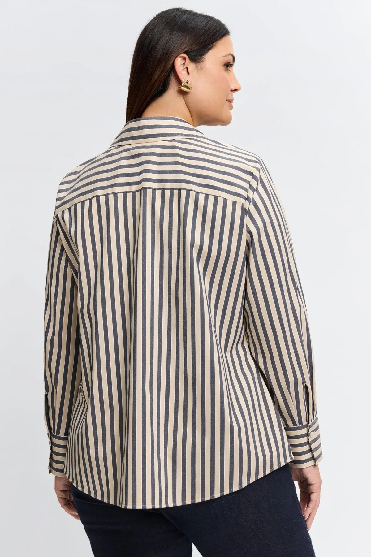 Mary Plus Essential Stretch Striped No Iron Shirt