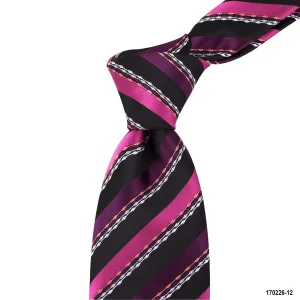 Marzthomson Striped Tie with Wave Detail Tie in Purple and Pink (Online Exclusive)