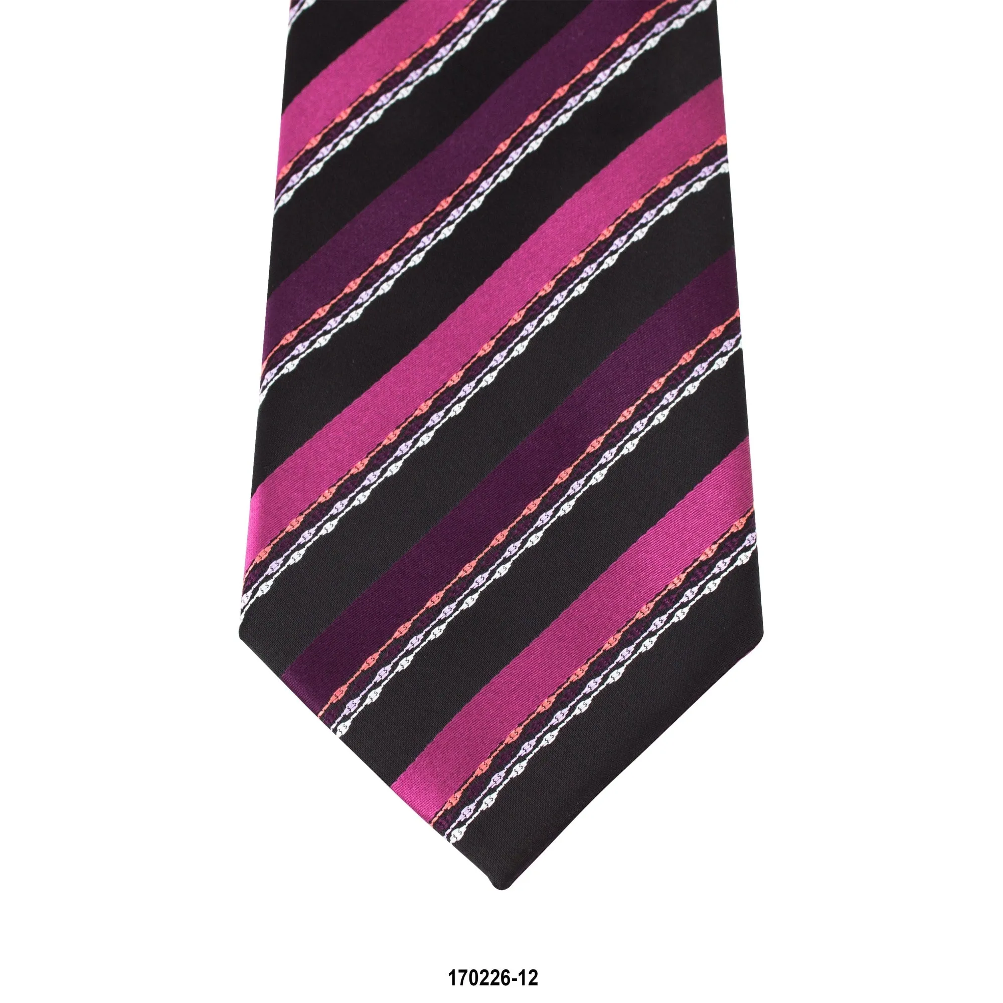 Marzthomson Striped Tie with Wave Detail Tie in Purple and Pink (Online Exclusive)