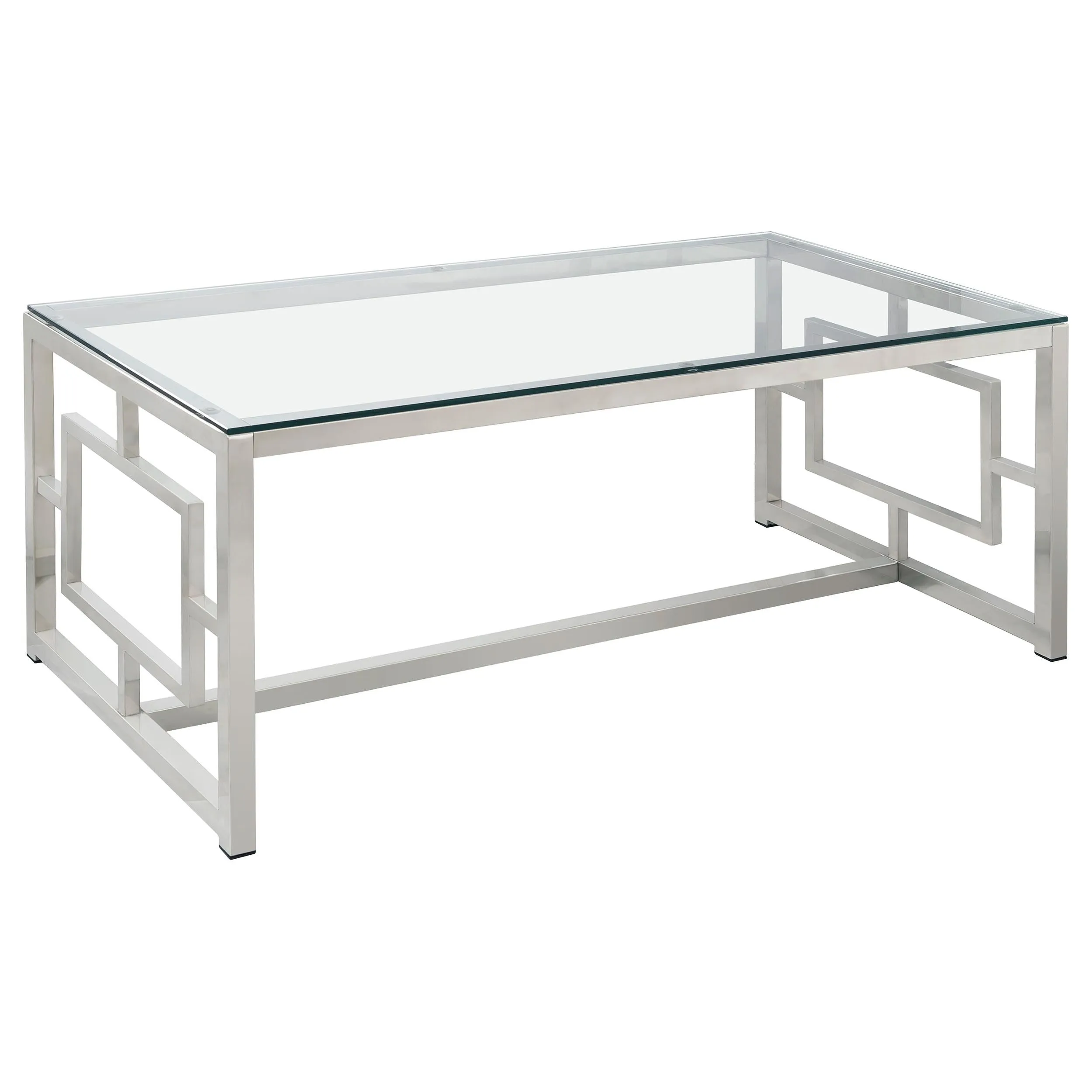 Merced Rectangle Glass Top Coffee Table Nickel