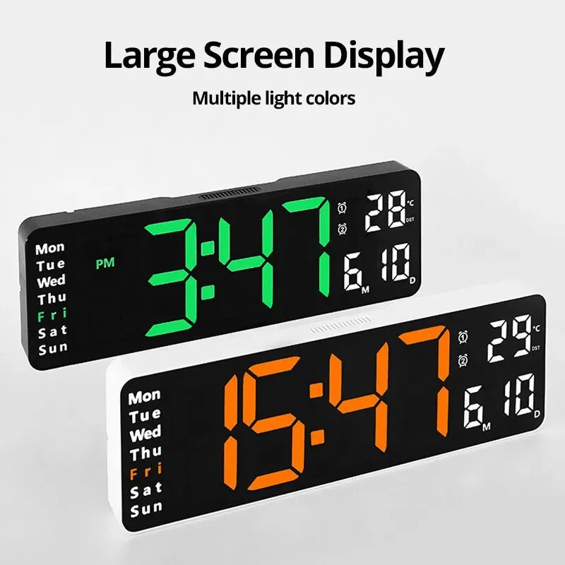 Modern Digital Wall Clock | Large LED Remote Control Clock