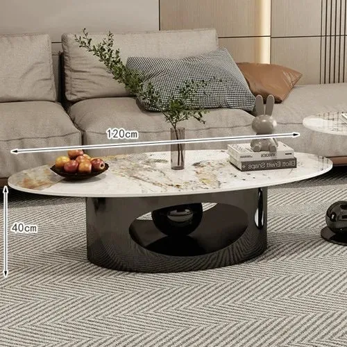 Modern Elegant Black and Golden Marble Effect Coffee Tables