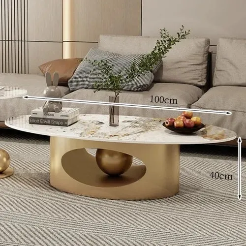 Modern Elegant Black and Golden Marble Effect Coffee Tables