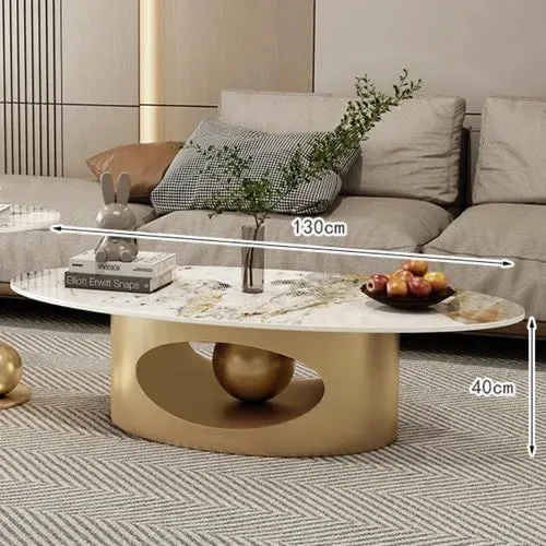 Modern Elegant Black and Golden Marble Effect Coffee Tables