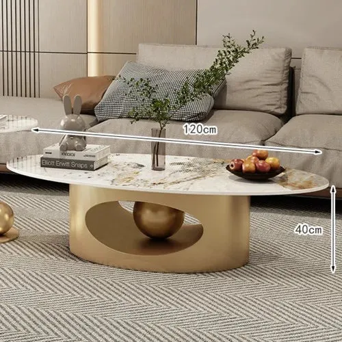 Modern Elegant Black and Golden Marble Effect Coffee Tables