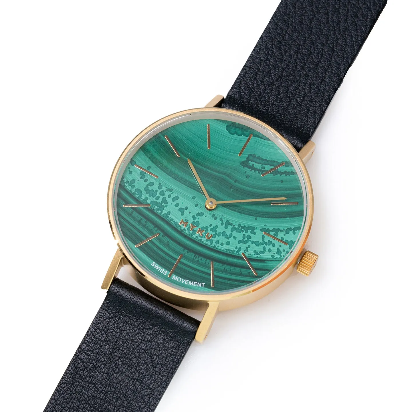 MYKU Malachite Gold 38mm Watch