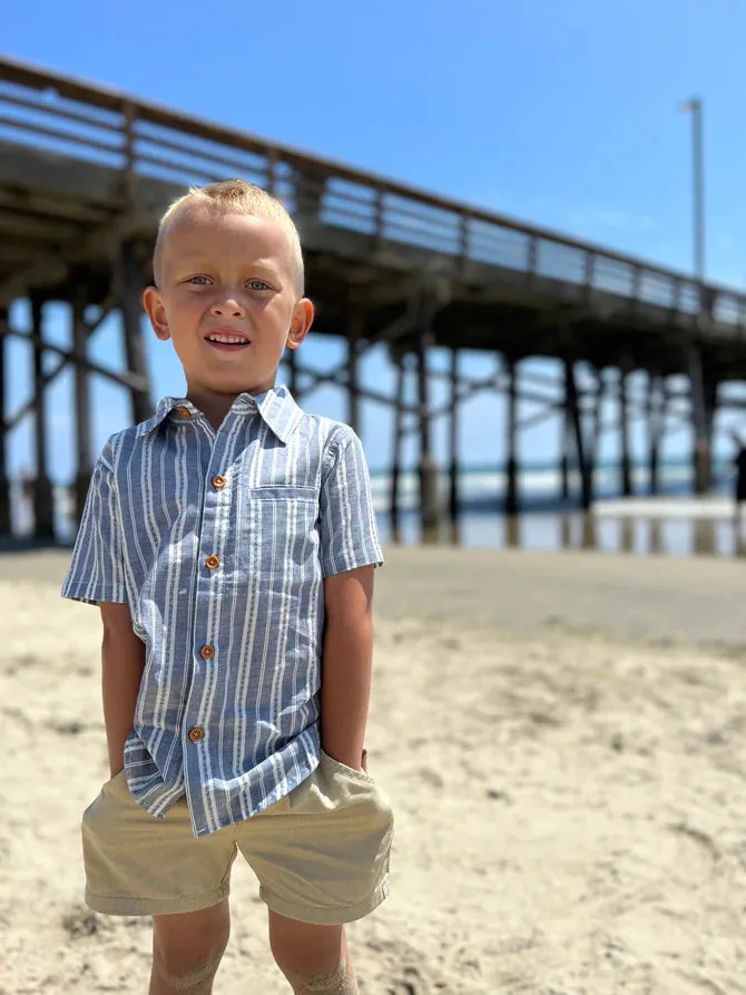 Newport Blue/White Striped Woven Shirt