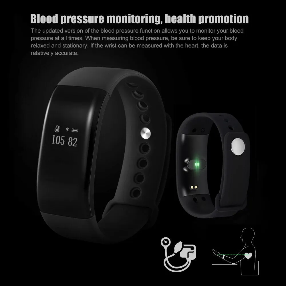 OLED Touch Screen Smart Watch with BP & HR Monitor, Passometer and More