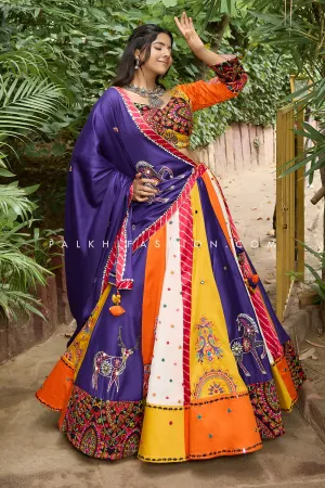 Opulent Multicolor Designer Chaniya Choli with Exquisite Handwork