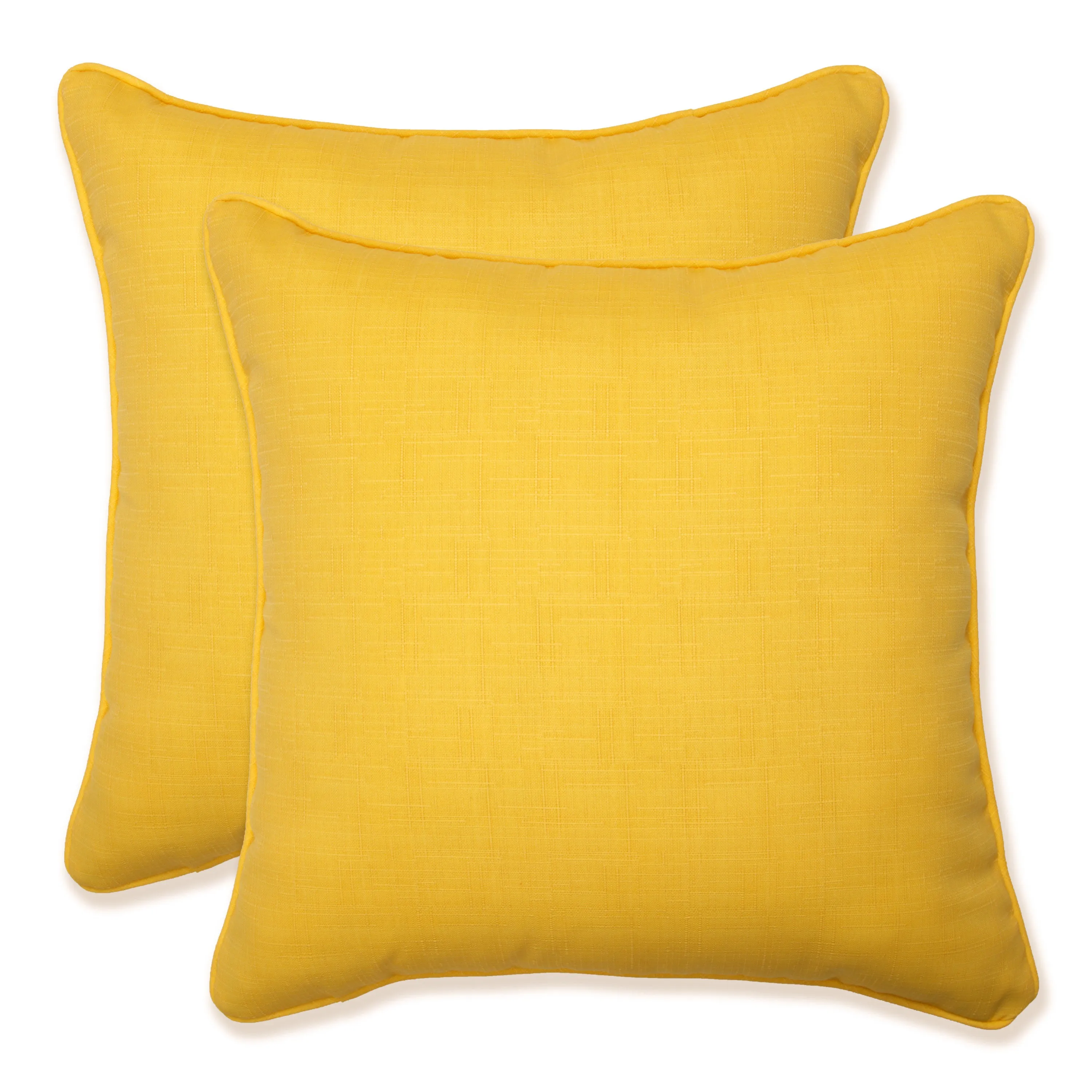 Outdoor/Indoor Fresco Solids Yellow 18.5-inch Throw Pillow (Set of 2)