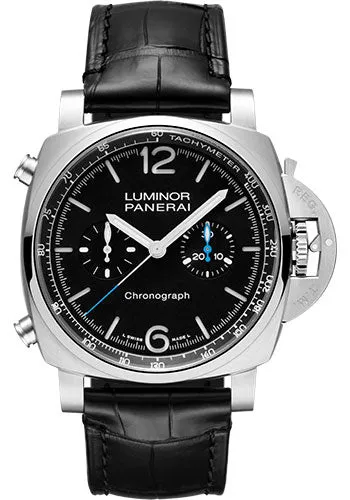 Panerai Luminor Chrono - 44mm Brushed Steel Case - Black Dial - PAM01109