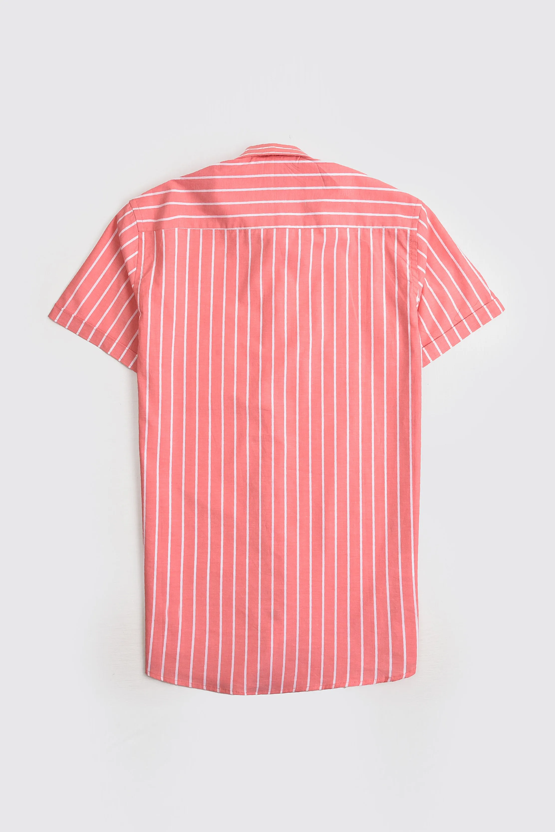 Peach Striped Casual Shirt