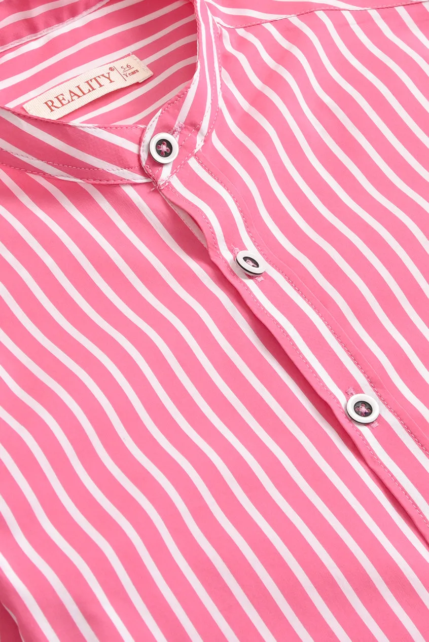 Peach Striped Casual Shirt