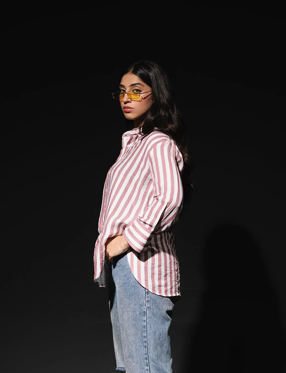 Pink Raspberry Striped Casual Shirt