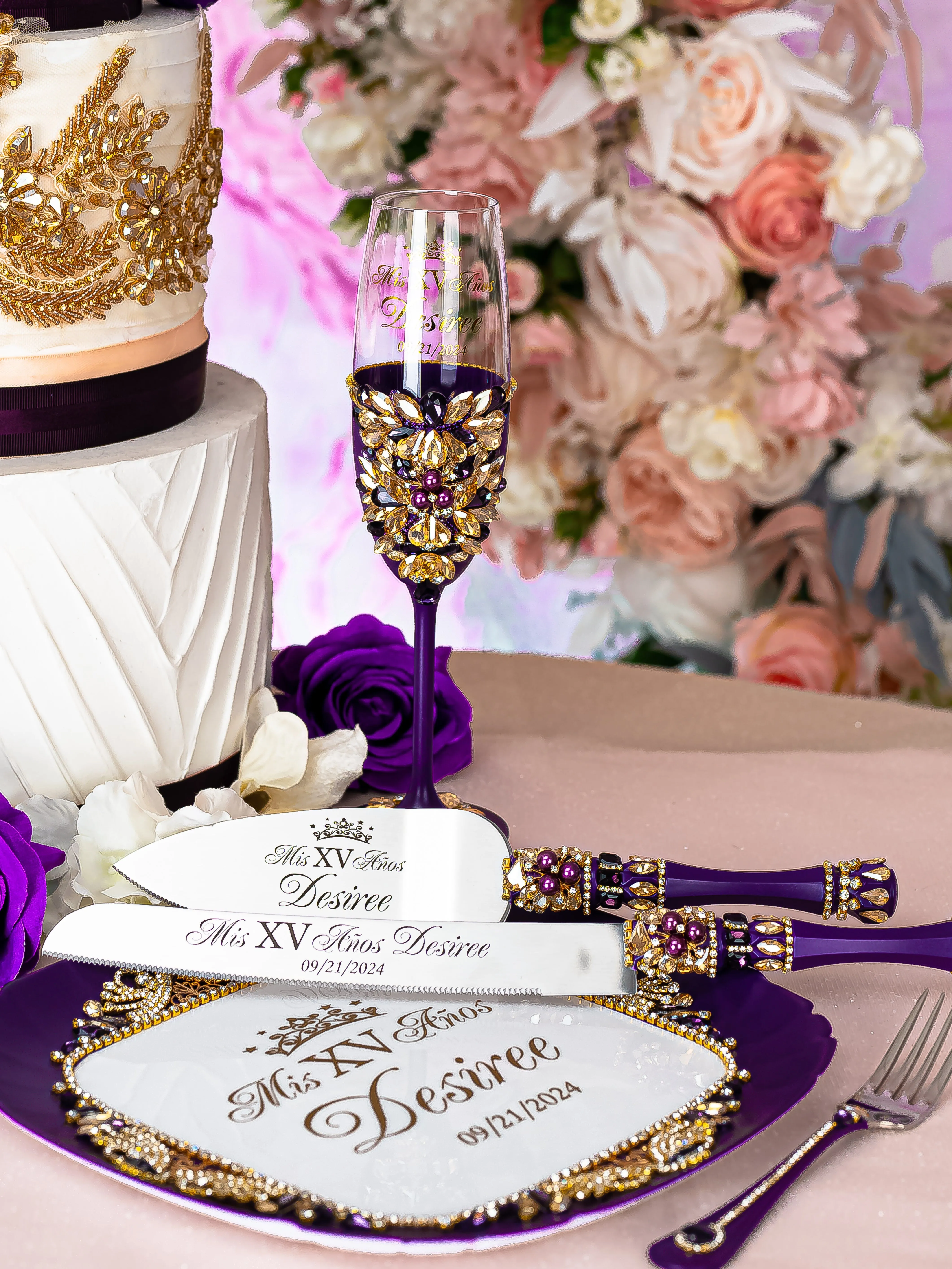 Purple Gold Quinceanera Bottle