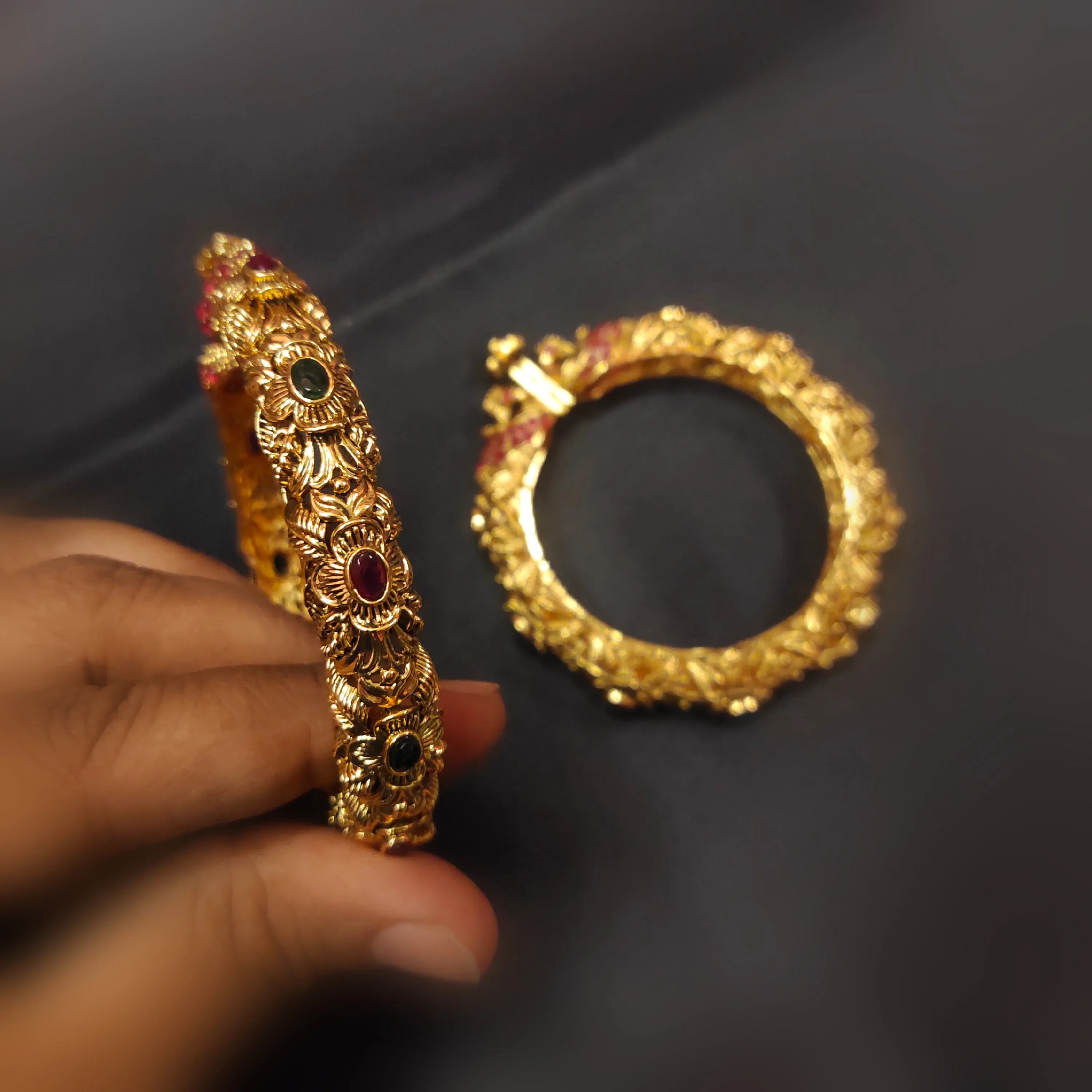 "Timeless Elegance: Embrace the Extravagance of the Antique Peacock Kanknalu Bangles by Asp Fashion Jewellery"