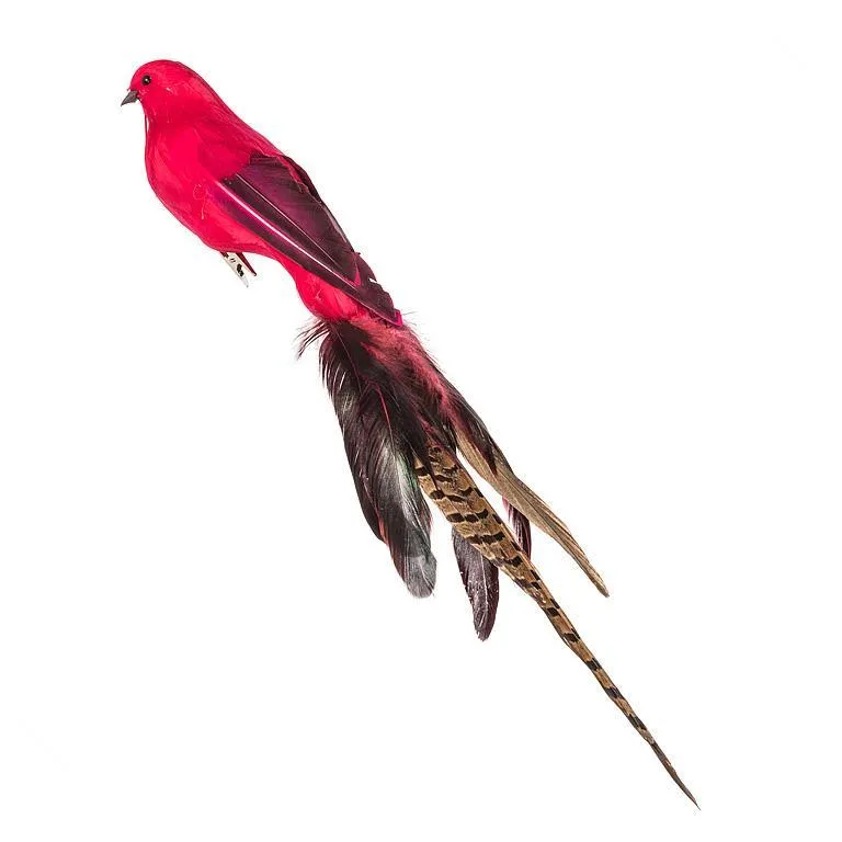 Red Large Birdclip with Long Tail