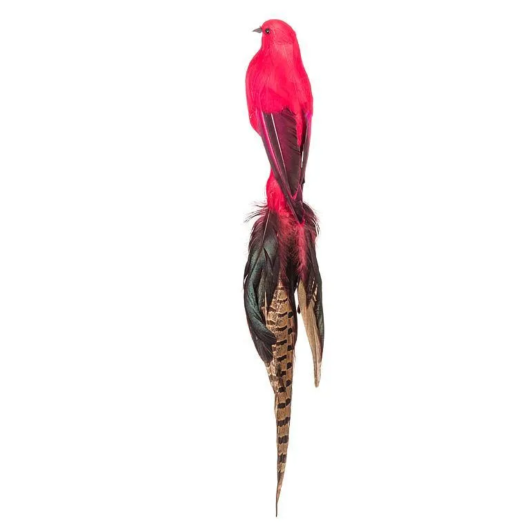 Red Large Birdclip with Long Tail