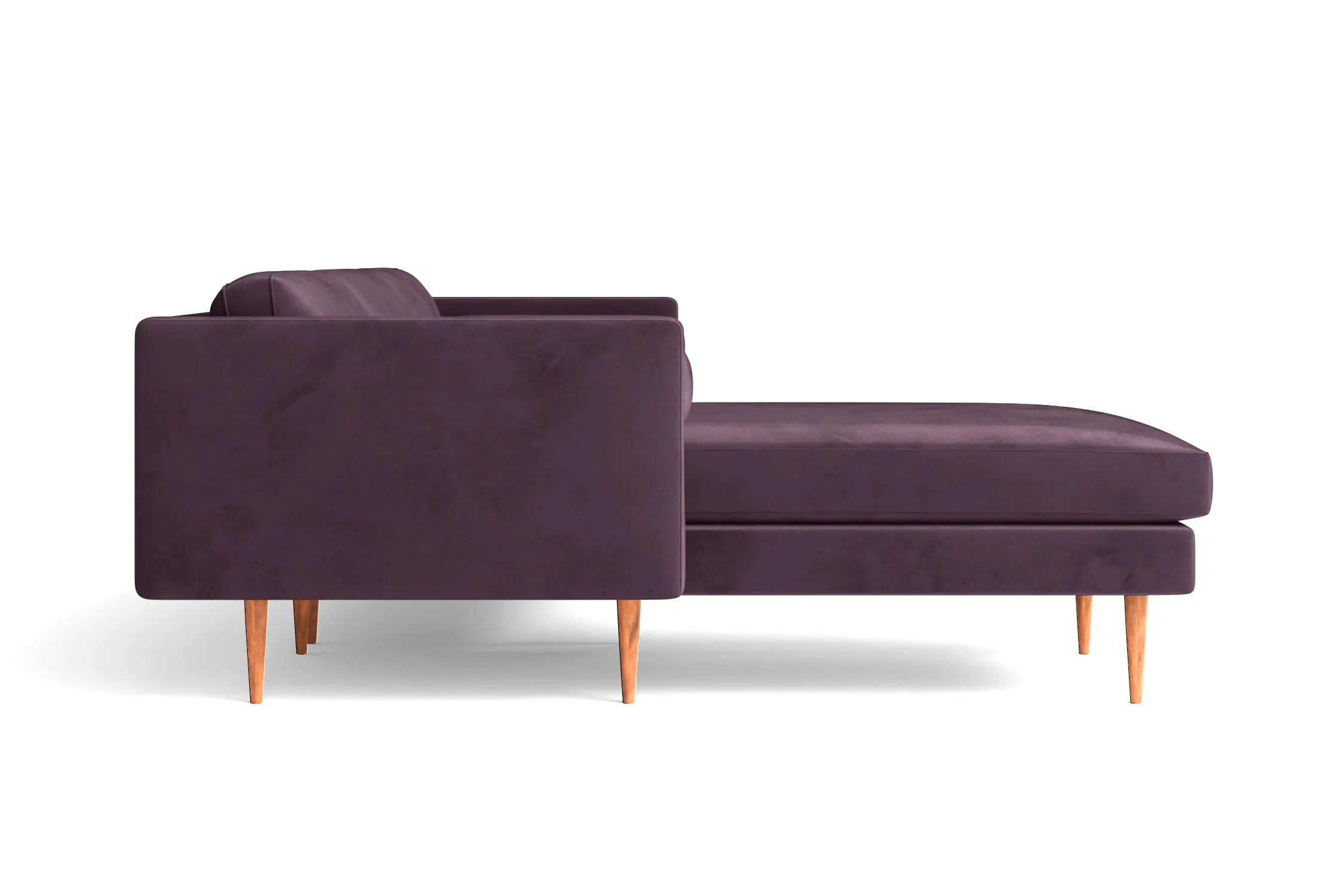 Salerno 3 Seater Left Hand Facing Chaise Lounge Corner Sofa Purple Velvet