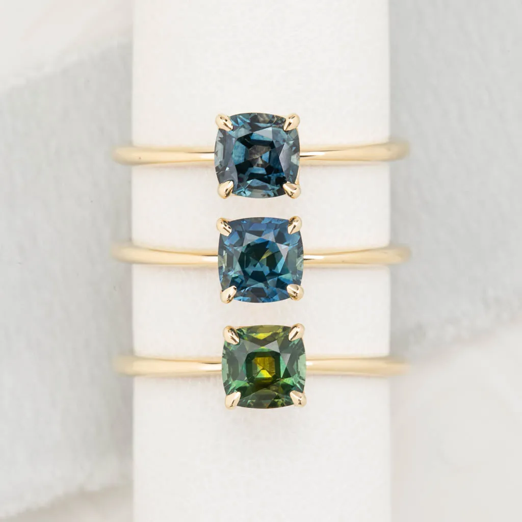 Sara Ring 0.93ct Parti Green Yellow Montana Sapphire, 14K Yellow Gold (One of a kind)