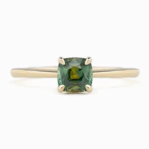 Sara Ring 0.93ct Parti Green Yellow Montana Sapphire, 14K Yellow Gold (One of a kind)