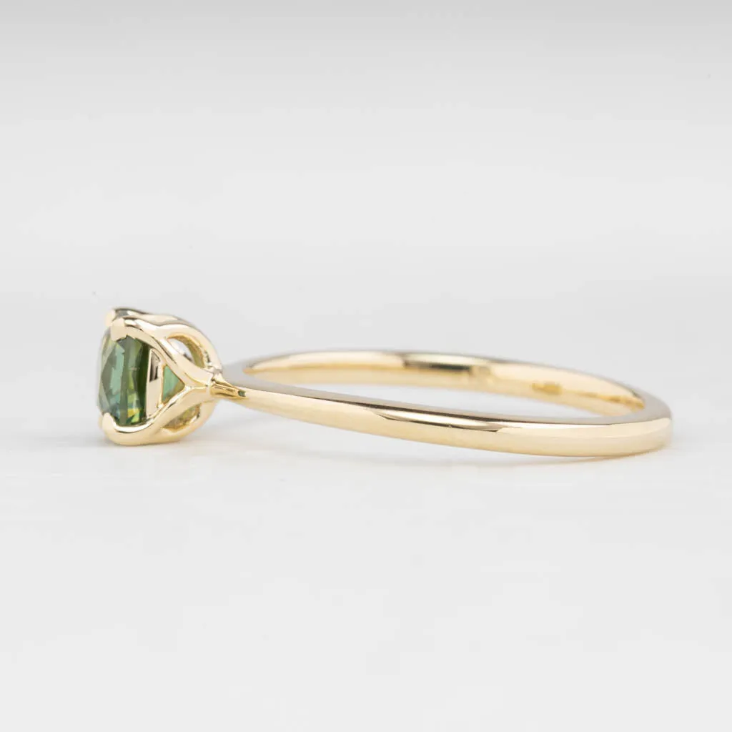 Sara Ring 0.93ct Parti Green Yellow Montana Sapphire, 14K Yellow Gold (One of a kind)