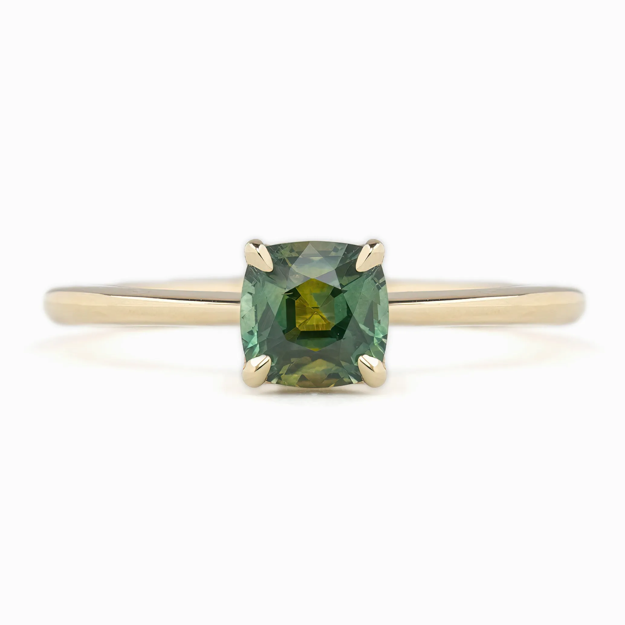 Sara Ring 0.93ct Parti Green Yellow Montana Sapphire, 14K Yellow Gold (One of a kind)