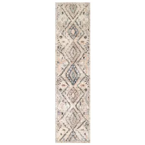 Soft Natural Blue Aztec Hallway Rug