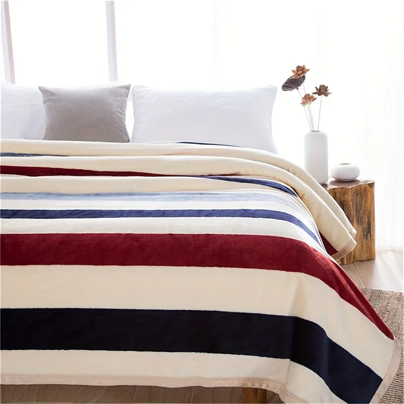 Soft Striped Flannel Blanket Perfect for Home and Travel