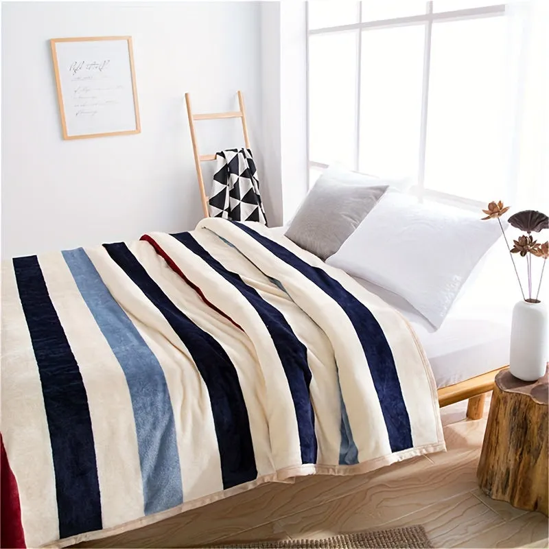 Soft Striped Flannel Blanket Perfect for Home and Travel