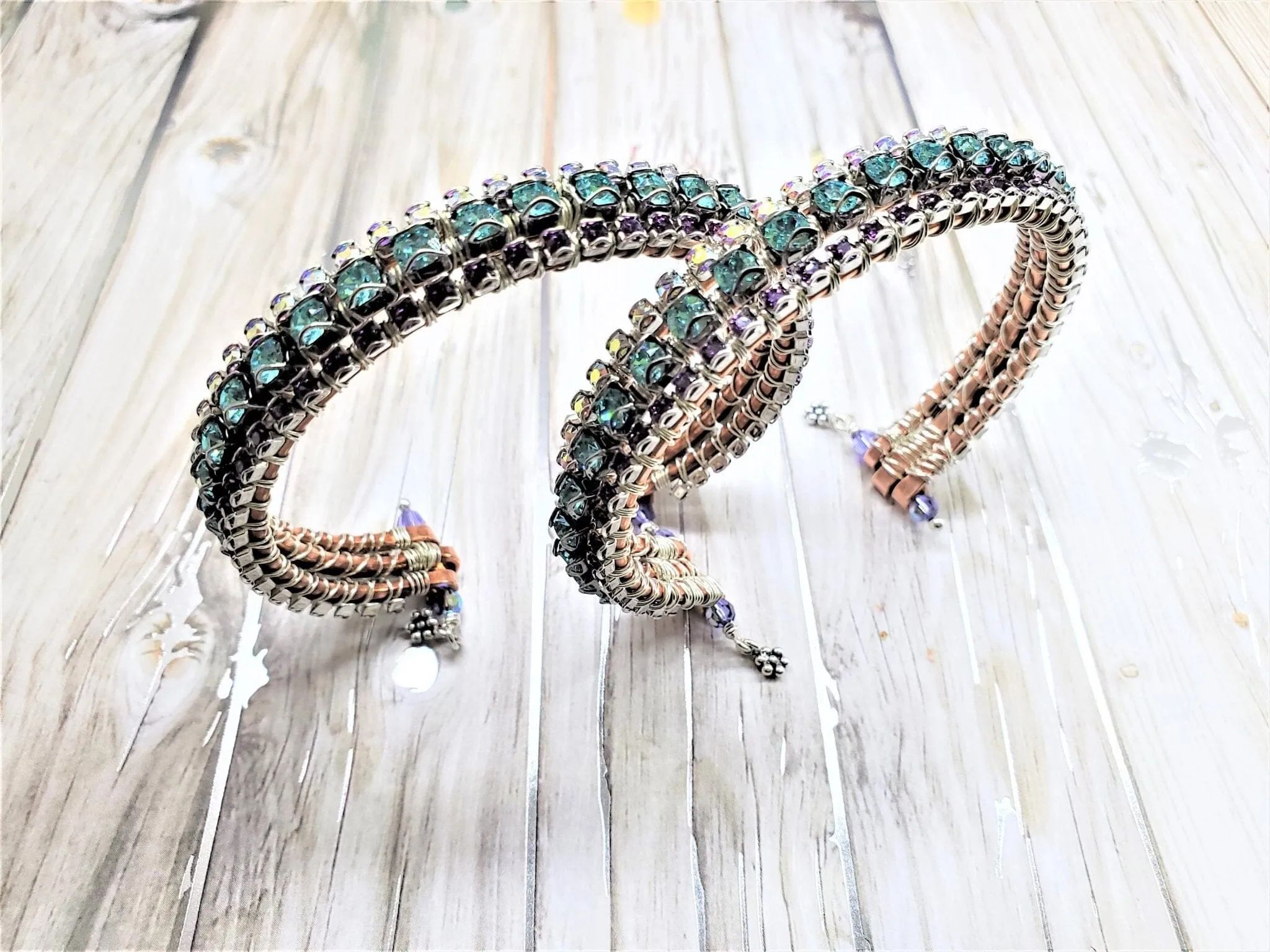 Three Color Crystal Glamor Bangle