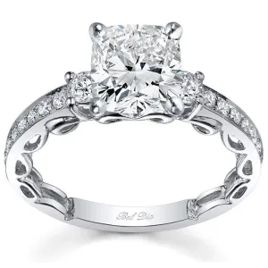 Three Stone Engagement Ring Setting with Diamond Band