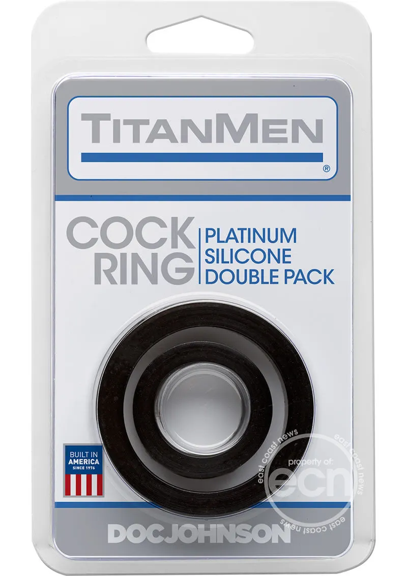 TitanMen Platimum Silicone Cock Rings (2 Piece Kit) - Black