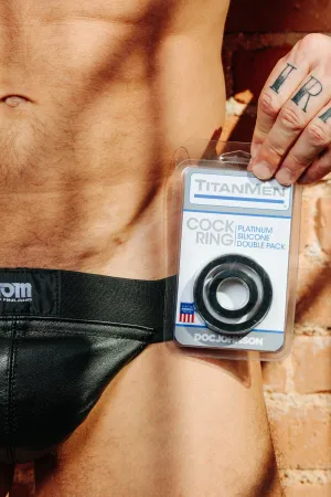 TitanMen Platimum Silicone Cock Rings (2 Piece Kit) - Black