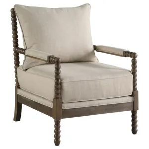 Traditional Oatmeal and Natural Accent Chair